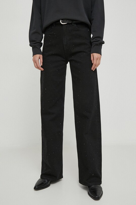 Rifle Pepe Jeans WIDE LEG JEANS UHW SPARKLE Planet friendly čierna PL204604