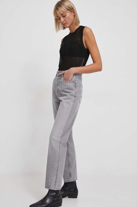 Джинси Pepe Jeans STRAIGHT UHW SPARKLE сірий PL204605