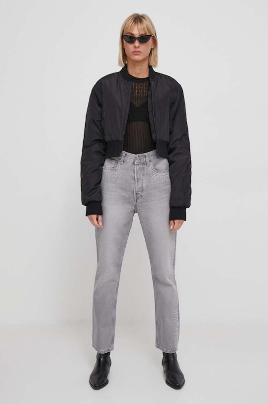 Pepe Jeans jeansy STRAIGHT JEANS UHW SPARKLE PL204605 szary SS24