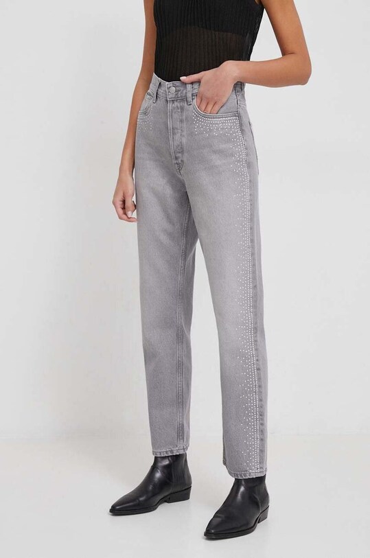 Джинси Pepe Jeans STRAIGHT UHW SPARKLE сірий PL204605