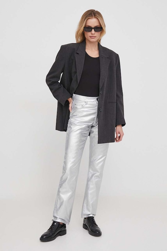 Sisley jeansy 4JRGLE039 srebrny SS24