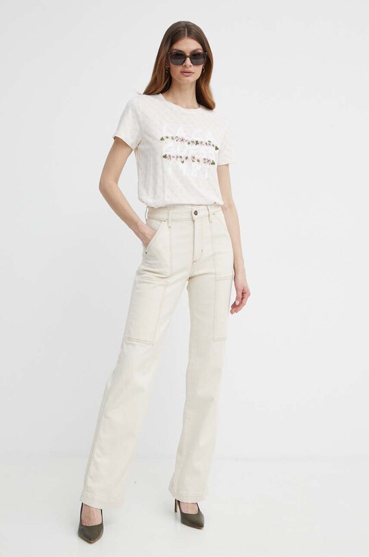 Τζιν παντελόνι Guess CARRIE W4GA0E.D4QQ0 μπεζ SS24