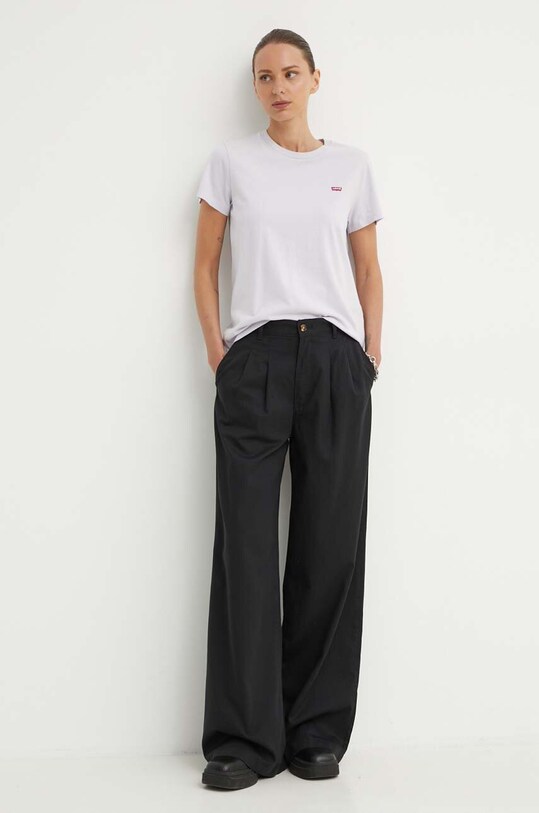 Levi's pantaloni PLEATED WIDELEG A7535 negru SS24