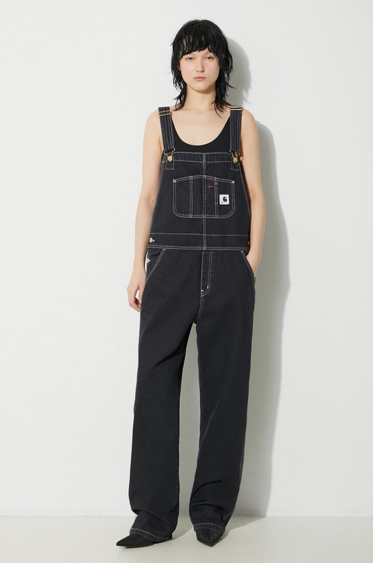 Carhartt WIP salopetă din denim Bib Overall Straight negru I033018.8906