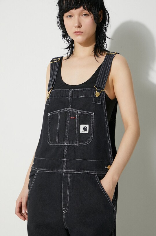 Carhartt WIP salopetă din denim Bib Overall Straight negru I033018.8906