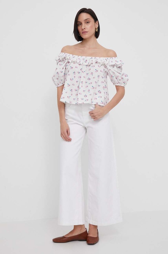 Pepe Jeans jeansy WIDE LEG JEANS MW COATED PL204684 biały SS24