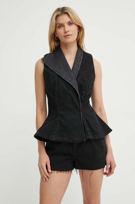 K+LUSHA vesta jeans necaptusit negru KLINACODS103KLW09