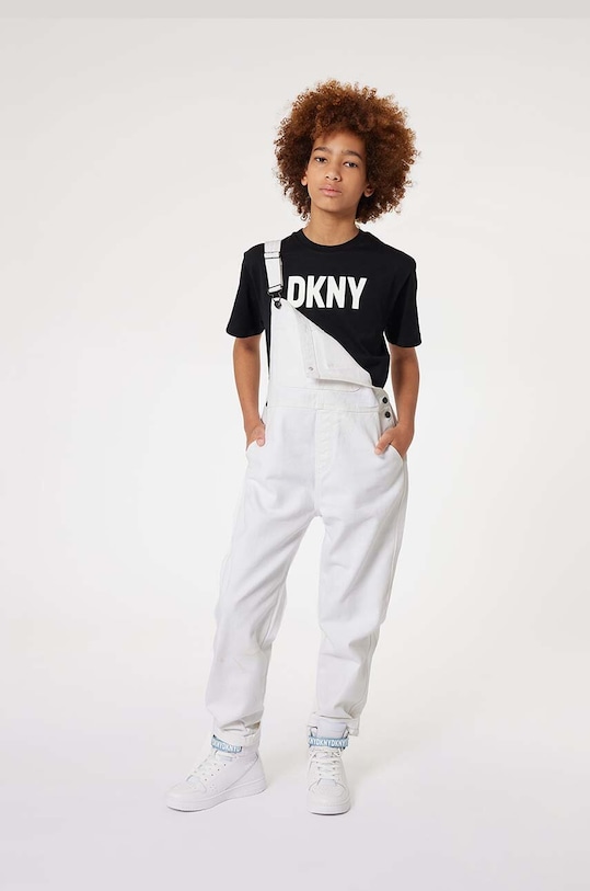 Dkny ogrodniczki jeansowe dziecięce ogrodniczki biały D60063.162.174