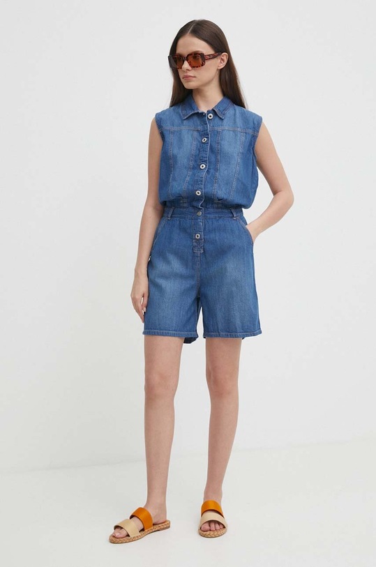 Бавовняний комбінезон Pepe Jeans JESS PL230488 блакитний SS24