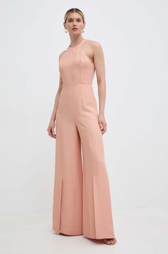 Twinset kombinezon z domieszką lnu tkanina pomarańczowy 241TT2105
