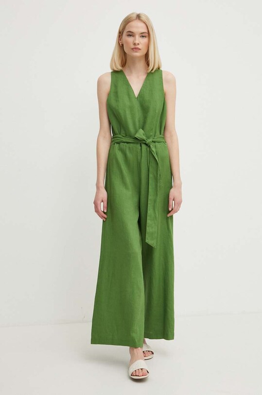 United Colors of Benetton kombinezon lniany casual zielony 4AGHDT009