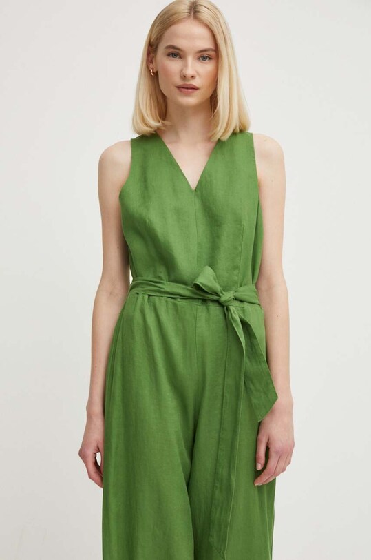 United Colors of Benetton kombinezon lniany 4AGHDT009 zielony SS24
