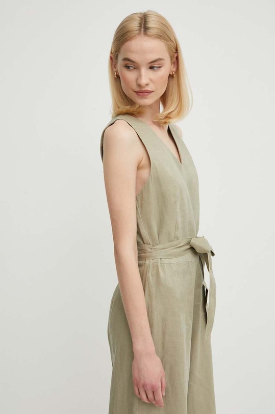 Лляний комбінезон United Colors of Benetton 4AGHDT009 зелений SS24