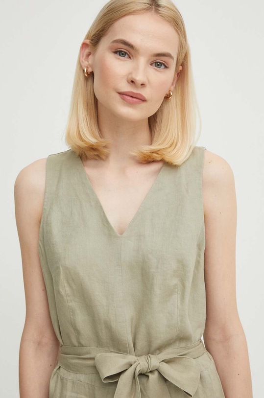 Лляний комбінезон United Colors of Benetton зелений 4AGHDT009