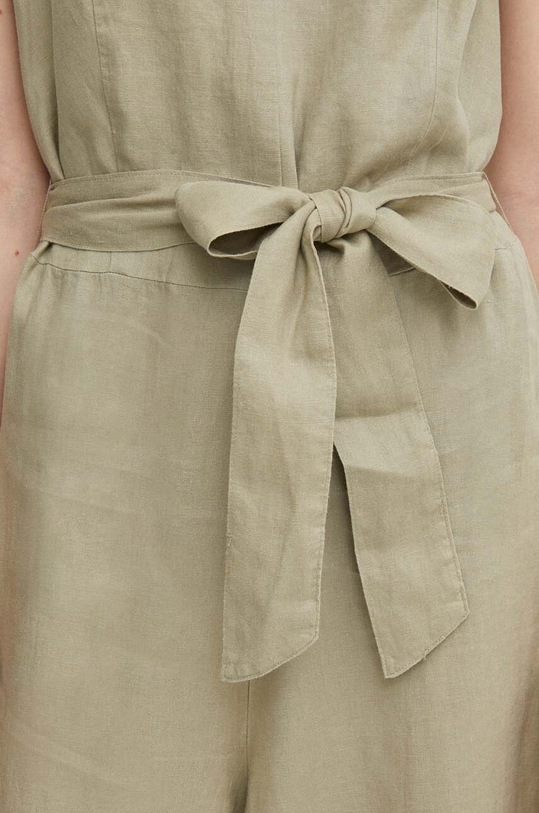 Лляний комбінезон United Colors of Benetton 4AGHDT009 зелений