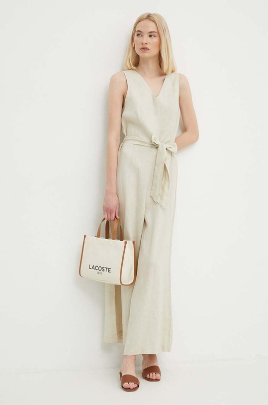 Лляний комбінезон United Colors of Benetton casual бежевий 4AGHDT009