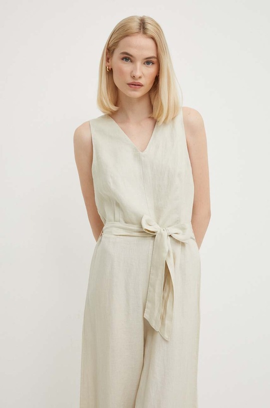 Лляний комбінезон United Colors of Benetton 4AGHDT009 бежевий SS24