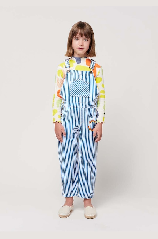 Bobo Choses ogrodniczki bawełniane dziecięce ogrodniczki niebieski 124AC123