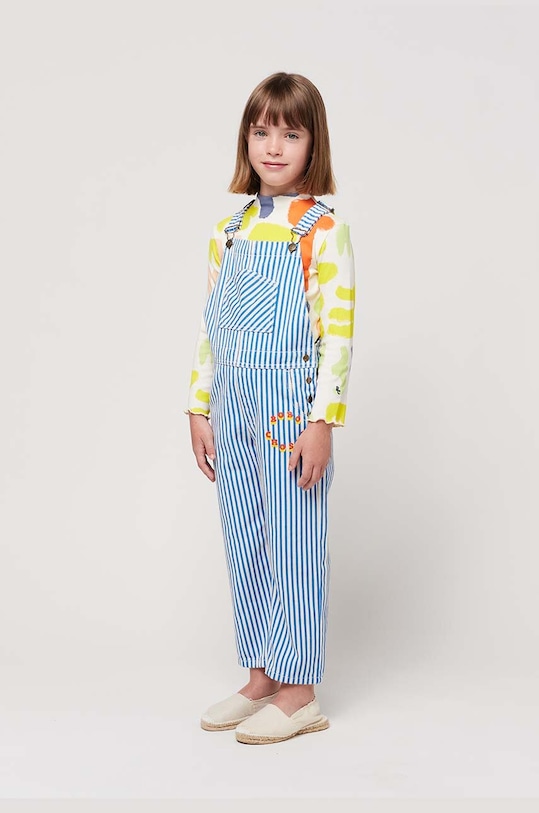 Bobo Choses ogrodniczki bawełniane dziecięce 124AC123 niebieski