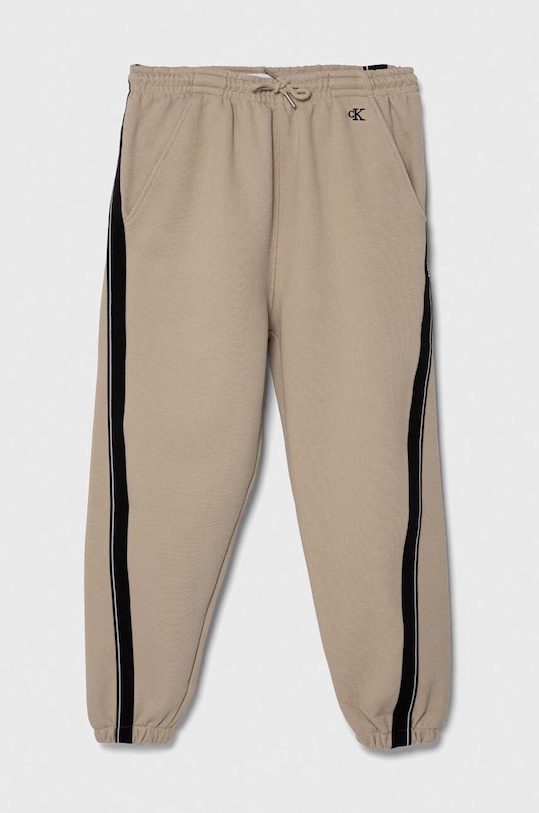 Calvin Klein Jeans spodnie dresowe dziecięce z elastanem beżowy IB0IB01931.PPYH