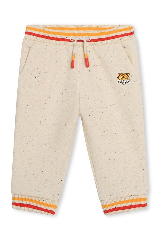 Kenzo Kids pantaloni de trening pentru copii tricotaj bej K60147.