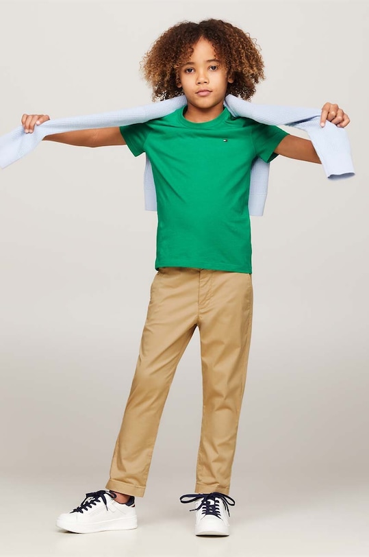 Tommy Hilfiger pantaloni per bambini tessuto giallo KB0KB08609.128.176.PPYH