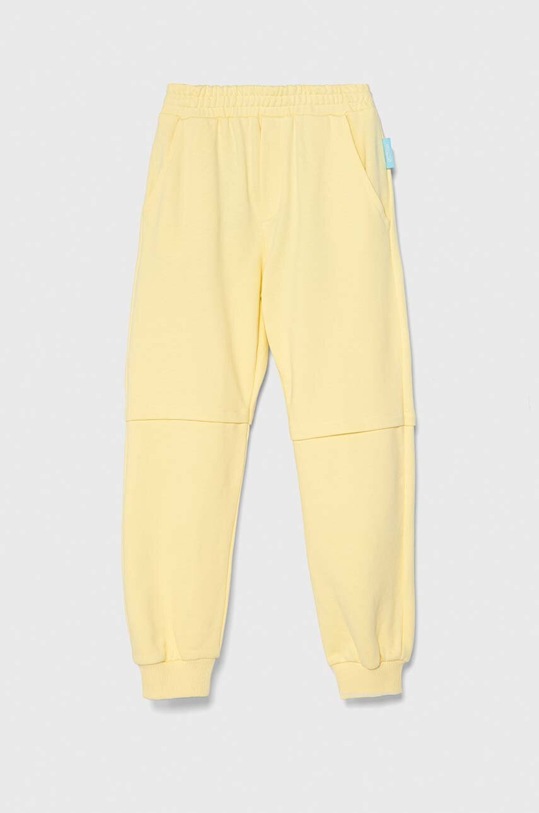 Detské bavlnené tepláky Emporio Armani x The Smurfs pletenina žltá 3D4PJN.3J5GZ