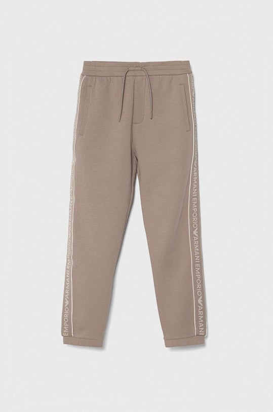 Emporio Armani spodnie dresowe dziecięce aplikacja brązowy 3D4P68.1JHSZ