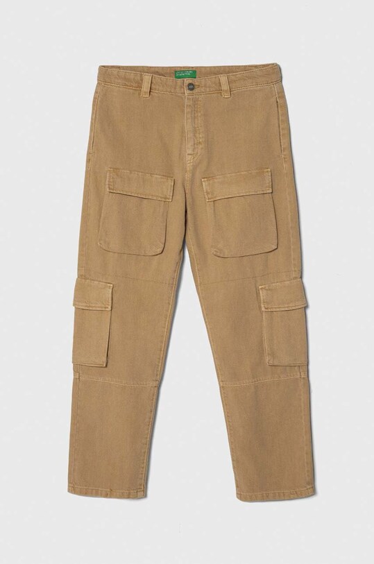 Дитячий джинсовий комбінезон United Colors of Benetton Planet friendly бежевий 45BJGT00C.P.Seasonal