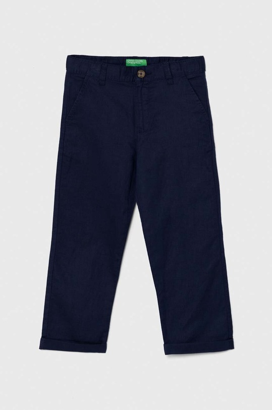 United Colors of Benetton spodnie lniane dziecięce tkanina granatowy 4BE7CF02U.G.Seasonal
