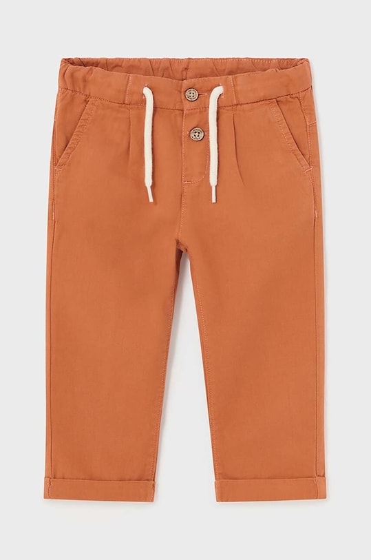 Mayoral spodnie z domieszką lnu dziecięce 1541.3C.Baby.PPYH pomarańczowy SS24