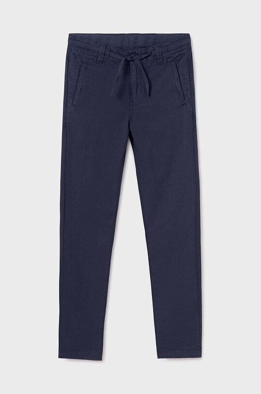 Mayoral pantaloni cu amestec de in pentru copii panza bleumarin 6506.7D.Junior.PPYH