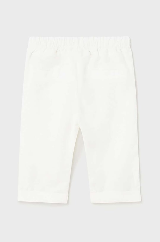 Παντελόνι με λινό μείγμα για παιδιά Mayoral Newborn 1538.1N.Newborn.PPYH λευκό SS24