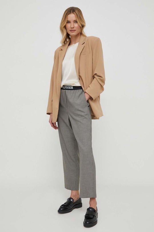 Hlače Tommy Hilfiger pletivo siva WW0WW40502