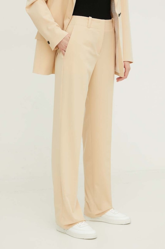 HUGO spodnie z elastanem beżowy 50509437