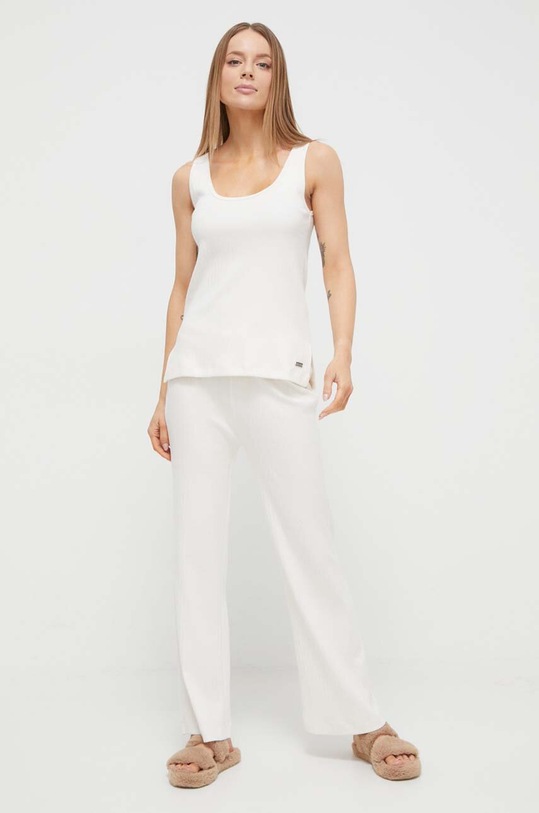 BOSS spodnie bawełniane lounge 50511110 beżowy SS24