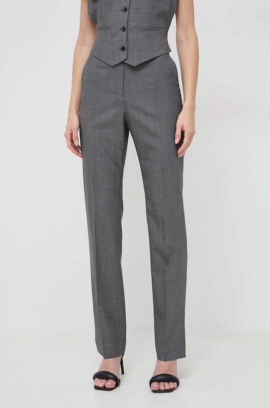 BOSS spodnie wełniane tkanina szary 50506958