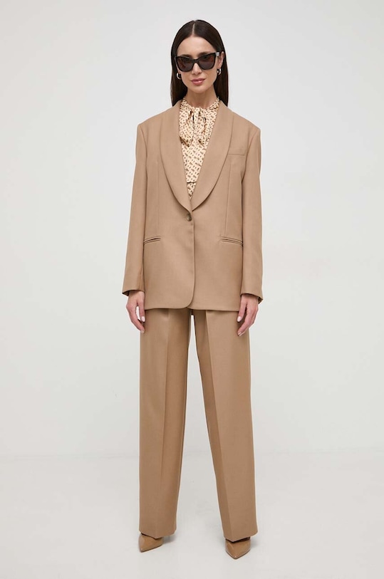 BOSS spodnie wełniane 50509120 beżowy SS24