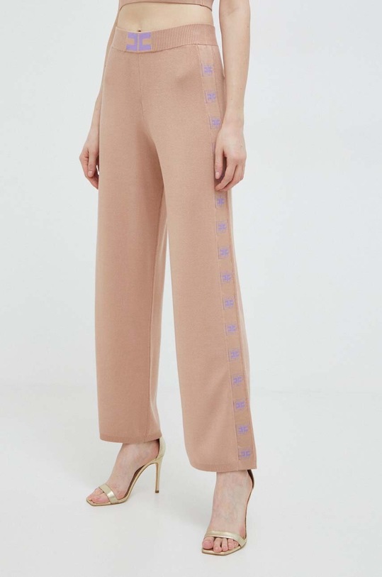 Elisabetta Franchi pantaloni de trening tricotaj bej KP55S41E2