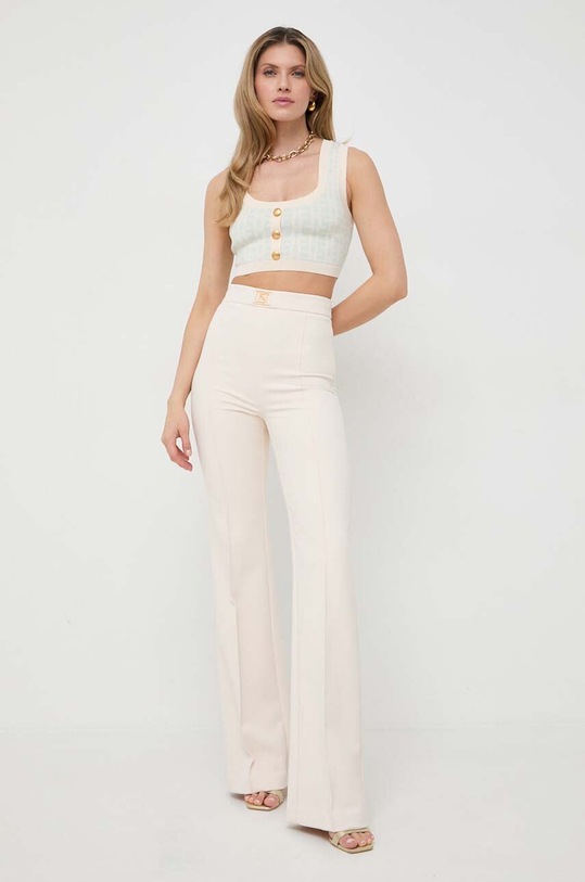 Elisabetta Franchi spodnie PAT1541E2 beżowy SS24