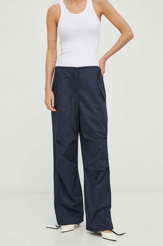 Samsoe Samsoe spodnie bawełniane CHI F23400014 granatowy SS24