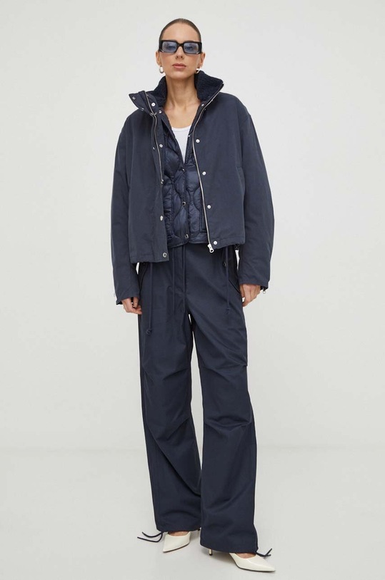 Samsoe Samsoe spodnie bawełniane CHI granatowy F23400014