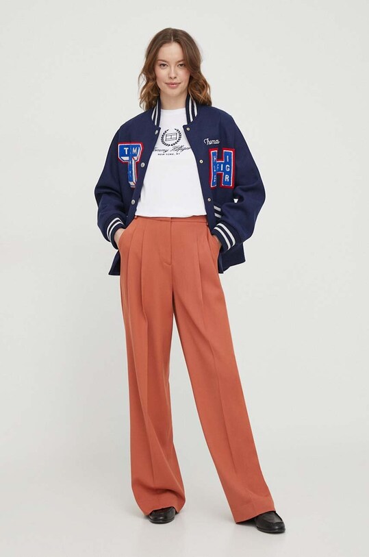 Kalhoty s příměsí vlny Calvin Klein K20K206335 hnědá SS24