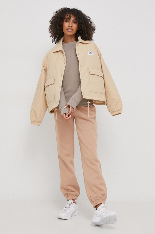 Calvin Klein spodnie dresowe K20K206755 beżowy SS24