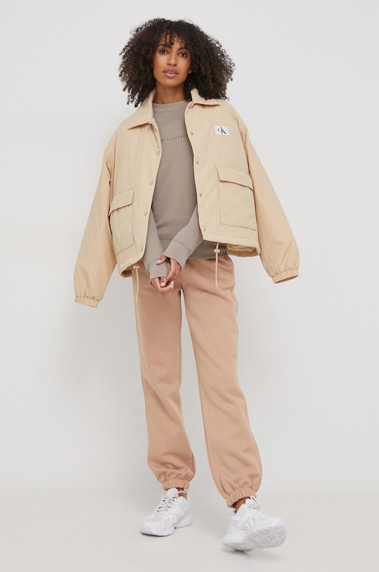 Calvin Klein spodnie dresowe K20K206755 beżowy SS24