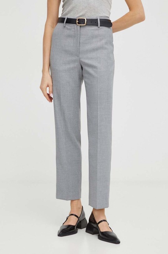 Nohavice By Malene Birger s elastanom sivá Q72379001
