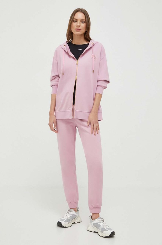 Pinko spodnie dresowe bawełniane 100371.A1N7 różowy SS24