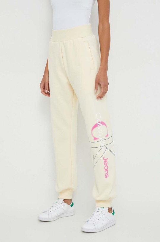Calvin Klein Jeans pantaloni de trening tricotaj galben J20J222606