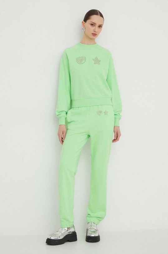 Chiara Ferragni pantaloni de trening 76CBAG01 verde SS24