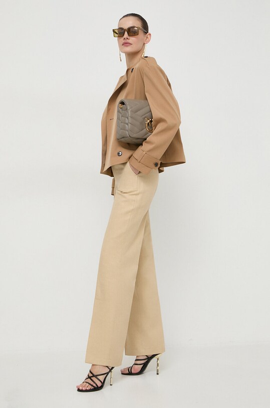 Twinset spodnie z domieszką lnu 241TP2562 beżowy SS24